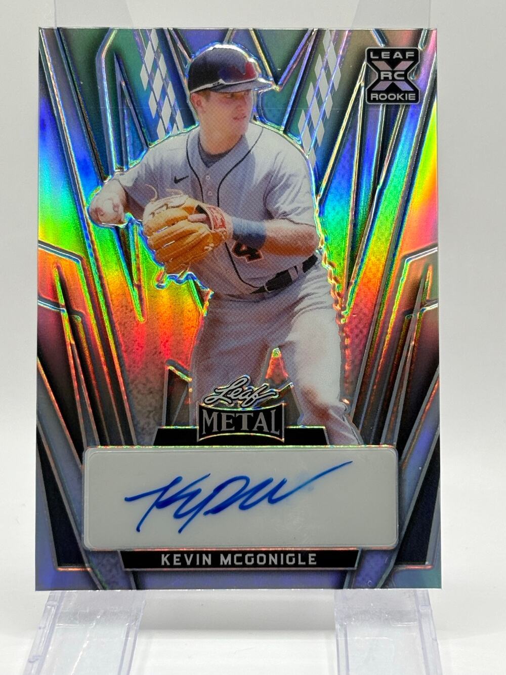 2024 Leaf Metal Kevin McGonigle Prismatic Silver Auto 20/35 SP Detroit Tigers RC